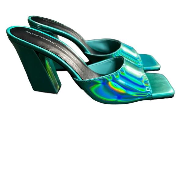 INTENTIONALLY BLANK x REVOLVE Metallic Jackson Mule in Teal Size 41 - Picture 3 of 12